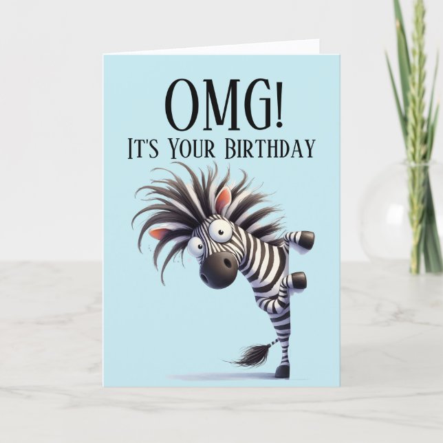 Funny Zebra Thème Carte d'anniversaire (Devant)