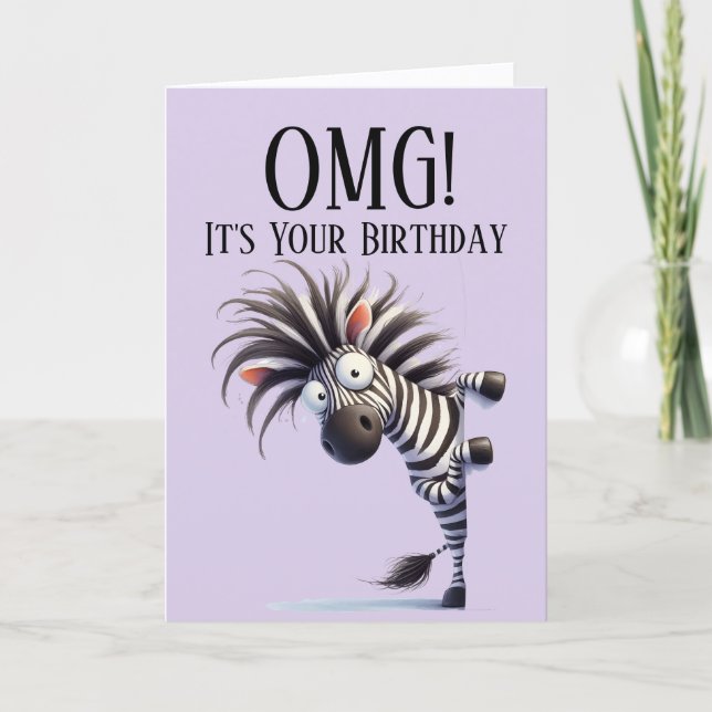 Funny Zebra Thème Carte d'anniversaire (Devant)