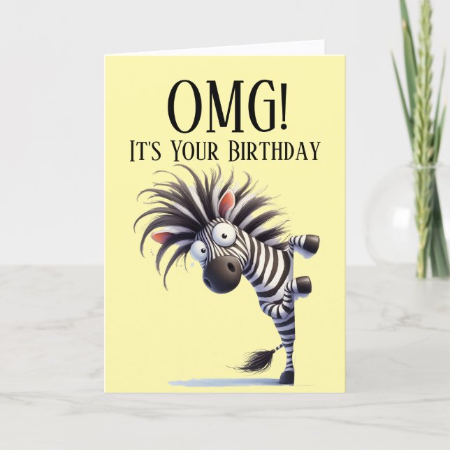 Funny Zebra Thème Carte d'anniversaire (Devant)