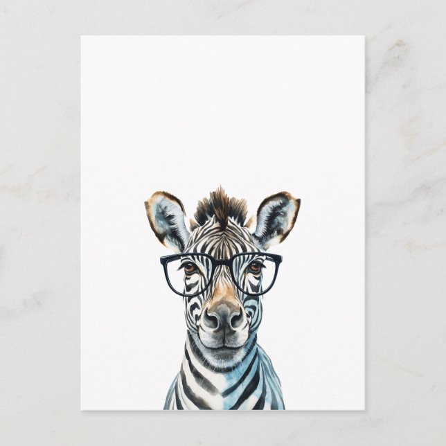 Funny Zebra Wearing glasses  Postcard (Front)