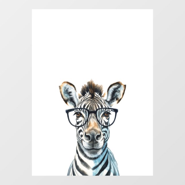 Funny Zebra Wearing glasses  Window Cling (Sheet)