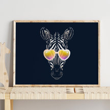 Funny Zebra | With Sunglasses Wall Print