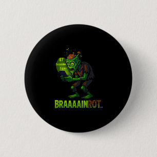 Funny Zombie Brainrot Meme 6 7 Halloween Boys Kids 2 Inch Round Button