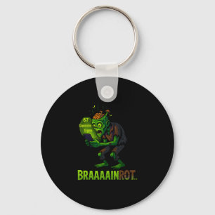 Funny Zombie Brainrot Meme 6 7 Halloween Boys Kids Keychain