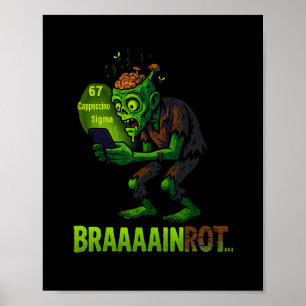 Funny Zombie Brainrot Meme 6 7 Halloween Boys Kids Poster