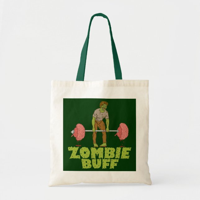 Funny Zombie Buff Weight Lifter Tote Bag (Front)