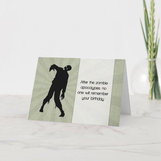 Funny Zombie carte d'anniversaire avec Sunburst (Devant)