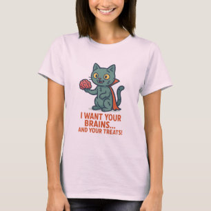 Funny Zombie Cat Halloween T-Shirt 
