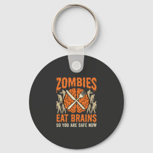 Funny Zombie Eat Brains Halloween Vector Design Keychain