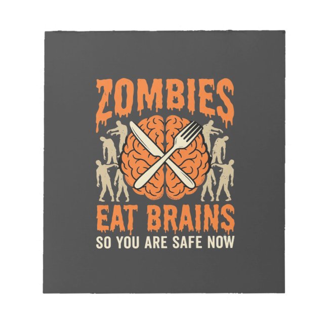 Funny Zombie Eat Brains Halloween Vector Design Notepad (Front)