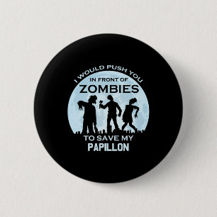 Funny Zombie Halloween Pet Papillon 2 Inch Round Button