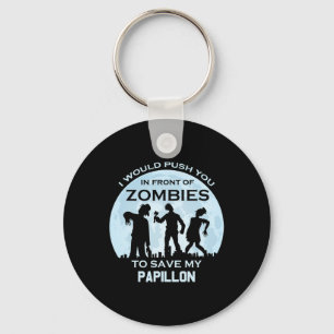 Funny Zombie Halloween Pet Papillon Keychain