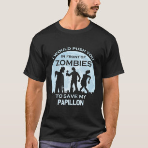 Funny Zombie Halloween Pet Papillon T-Shirt