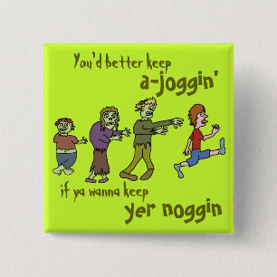 Funny Zombie Joggin' Noggin 2 Inch Square Button