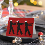 Funny Zombie Santa Christmas Red Holiday Card<br><div class="desc">Zombies in red Santa hats walking in line with dead arms or stretched in front of them. An funny holiday card for a horror fan this Christmas.</div>