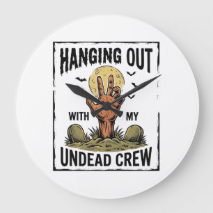 Funny Zombie Shirt for Horror Fans Vintage Undead  Large Clock