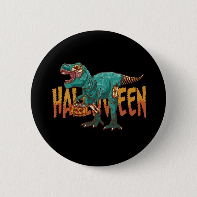 Funny Zombie T Rex - Halloween Costume 2 Inch Round Button (Front)