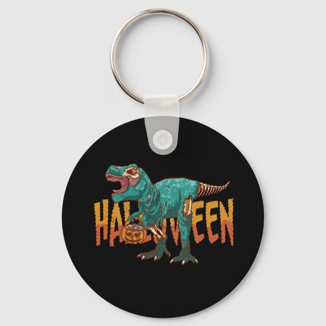 Funny Zombie T Rex - Halloween Costume Keychain (Front)