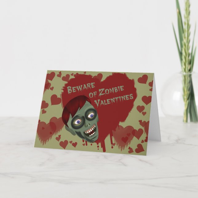Funny Zombie Valentine Greeting Card (Front)