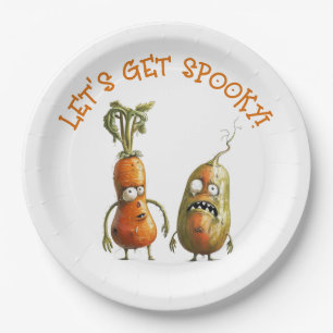 Funny zombie vegetables Halloween  Paper Plate