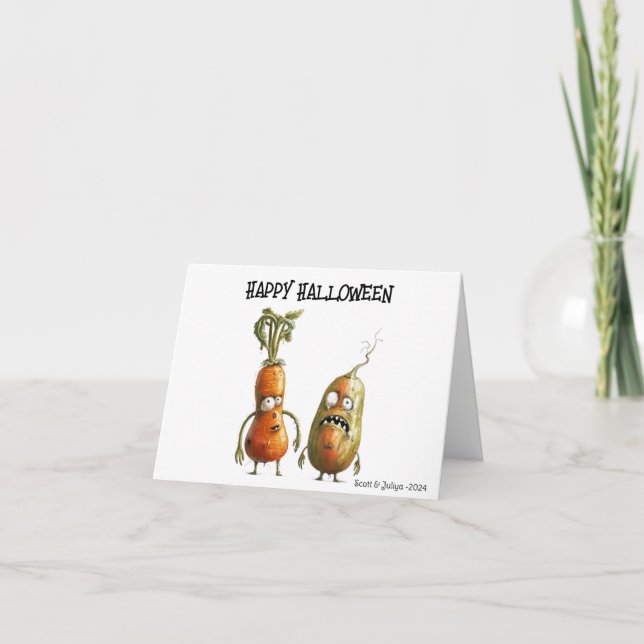 Funny zombie veggie Halloween carte de voeux (Devant)