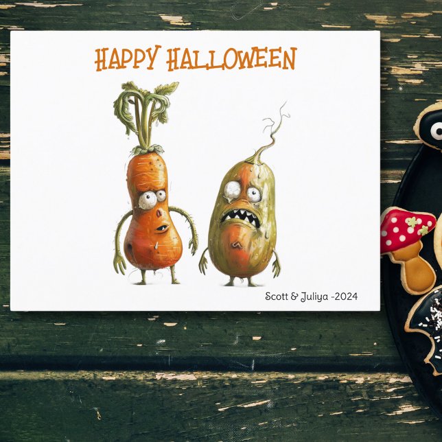 Funny zombie veggie Halloween  Postcard (Creator Uploaded)