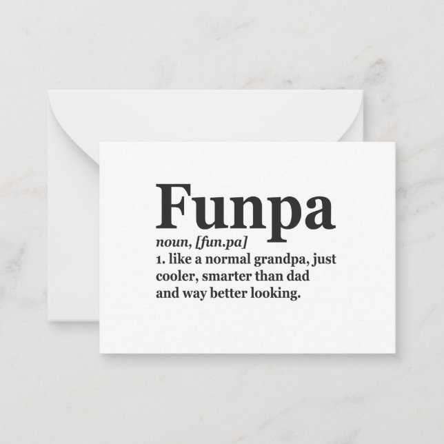 Funpa Funny Definition Only Cooler Grandpa Dad  Card (Front)