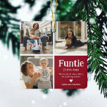 Funtie 3 Photo Collage Definition Cute Christmas C Ceramic Ornament<br><div class="desc">Cute Funtie Christmas Ornament. Perfect gifts for a FUN AUNTIE! Simply upload 3 of your favourite pictures,  customize the definition and personalize by adding name/s.</div>