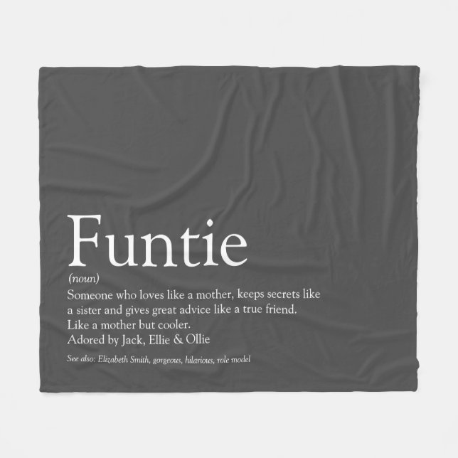 Funtie Aunt Auntie Definition Fun Grey Fleece Blanket (Front (Horizontal))