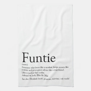 Funtie, Aunt, Auntie Definition Modern Typographic Kitchen Towel
