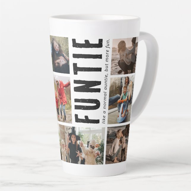Funtie Auntie Photo Collage Latte Mug (Right Angle)