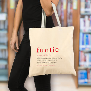 Funtie Definition Heart Auntie Tote Bag