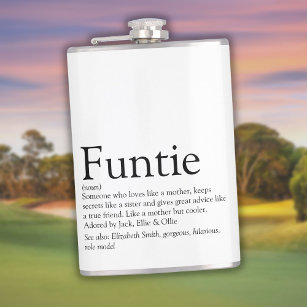 Funtie Definition Saying Funny Auntie Hip Flask