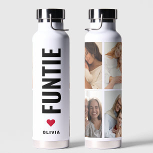 Funtie   Fun Cool Aunt Custom Name 4 Photo Collage Water Bottle