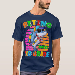Funy Biting Into Second Grade Back To School Shark T-Shirt