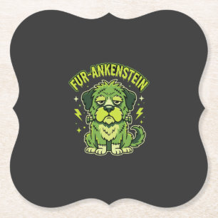 Fur-Ankenstein Funny Frankenstein Dog Halloween Paper Coaster