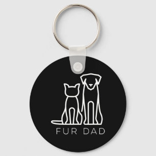 Fur Dad Pet Lover Cat Dog Dad Husbynd Funny Father Keychain
