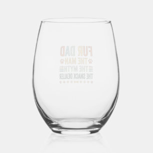 Fur Dad The Snack Dealer Vintage Dog Lover Shirt_1 Stemless Wine Glass