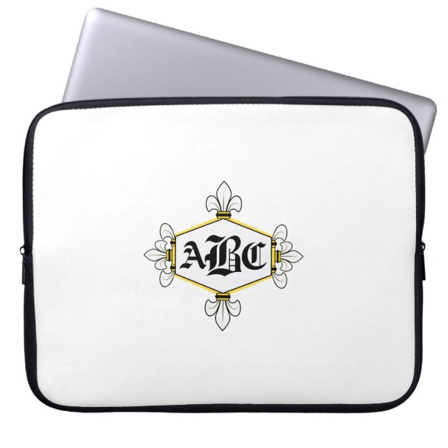 Fur de lis, gold, Add initials/name (Customizable) Laptop Sleeve (Front)