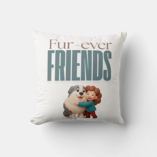 Fur‑ever Friends Throw Pillow (Front)