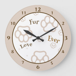 Fur Ever Love Paw Print Large Clock