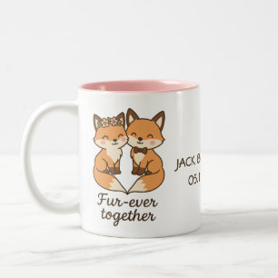 Fur-ever Together – Cute Fox Couple Gift Two-Tone Coffee Mug