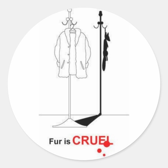 Fur is Cruel Classic Round Sticker (Front)