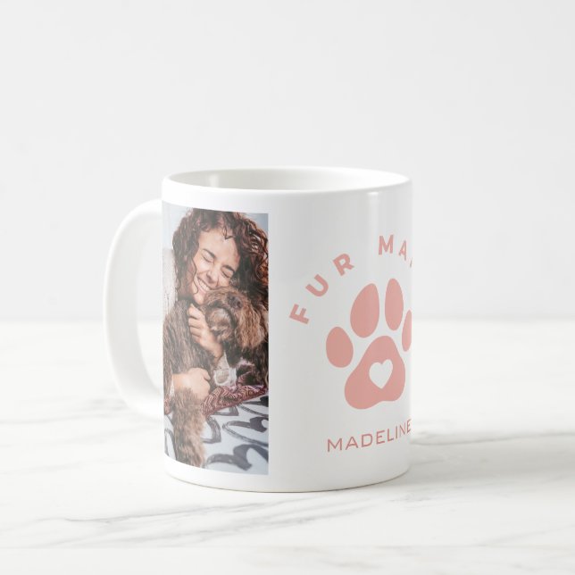 Fur Mama Chien Photo Collage Café Mug Cup (Devant gauche)