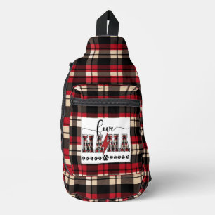 Fur Mama Plaid All Over Printed Sling Bag