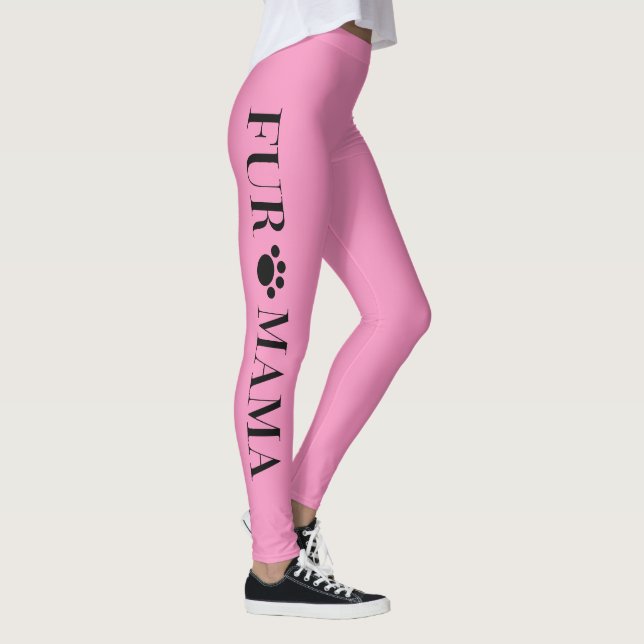 Fur Mama With Paw Pink Women's Leggings (Right)