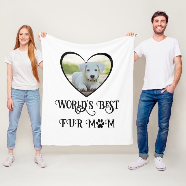 Fur Mom Dog Photo Fleece Blanket (In Situ)