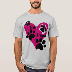 Fur Papa Big Pink Heart Paw Prints Love Gift T-Shirt