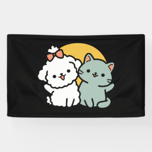 Fur-Real Friends Forever   Cute Cat & Dog Duo Banner