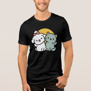 Fur-Real Friends Forever   Cute Cat & Dog Duo Tri-Blend Shirt